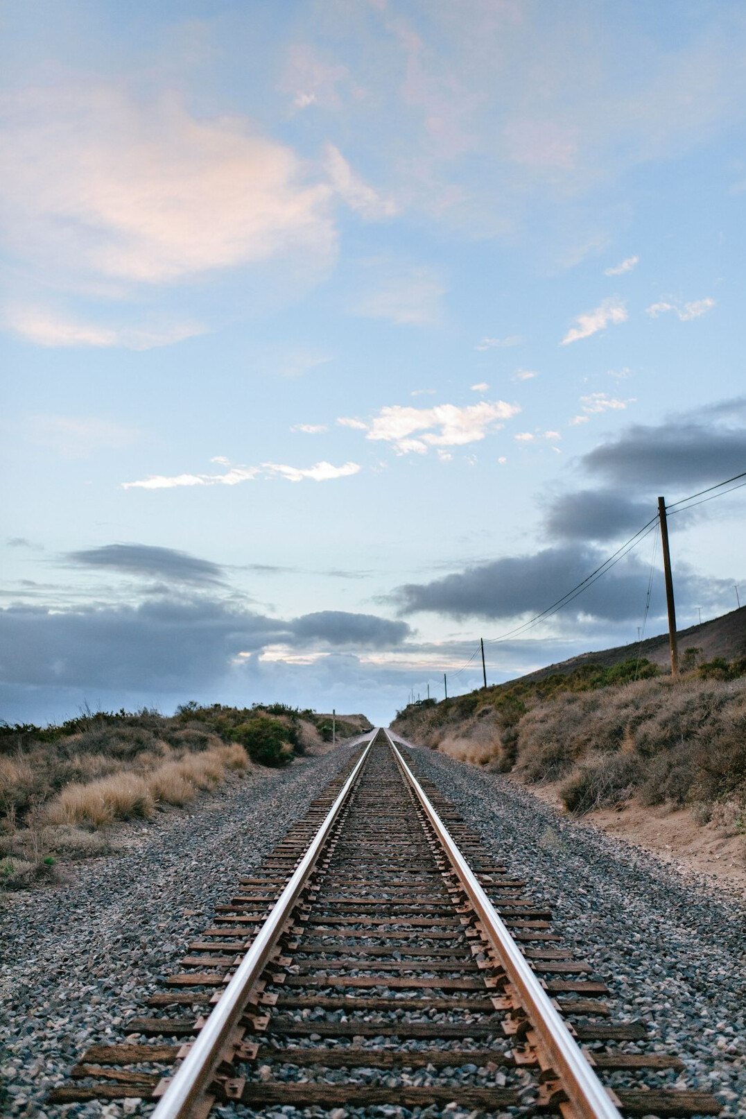 Old railway tracks leading into the distance